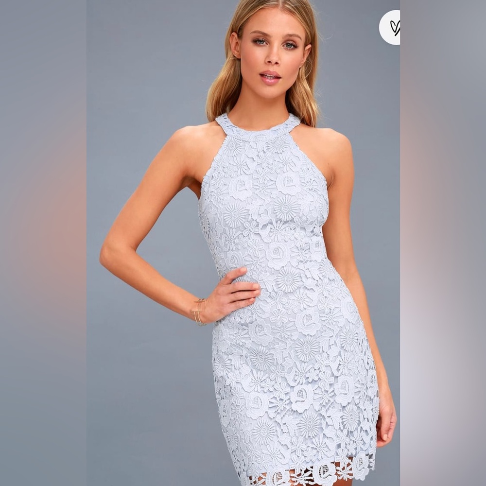Lulu’s Light Blue Lace Mini Dress